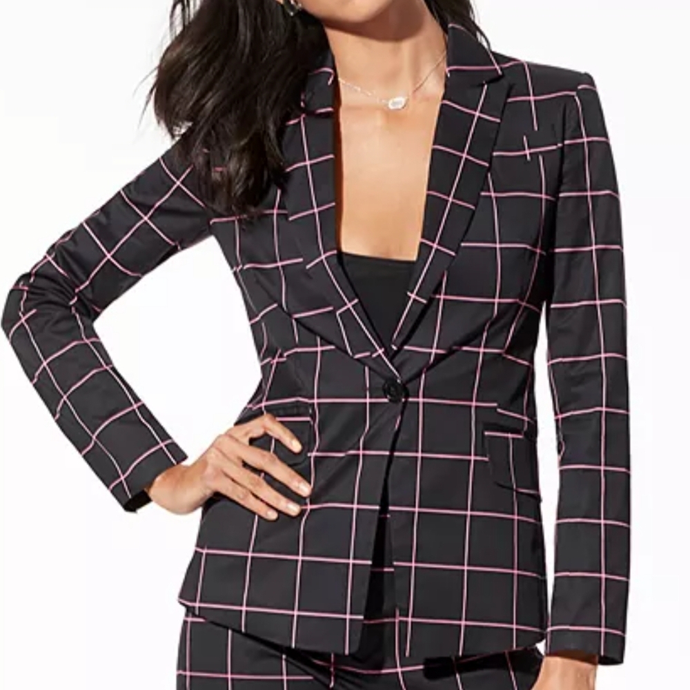 NWT$535 Milly Techno Windowpane Checked Tailor Blazer Jacket Sz. 6 S